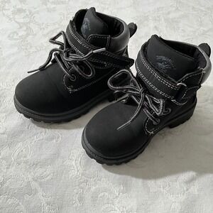 Beverly Hills‎ Polo Club Toddler Boots Black Lace Up Hook and Loop Kids